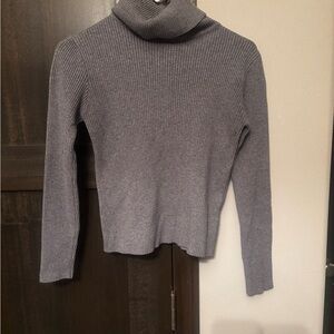 Adika Gray Ribbed Turtleneck Sweater